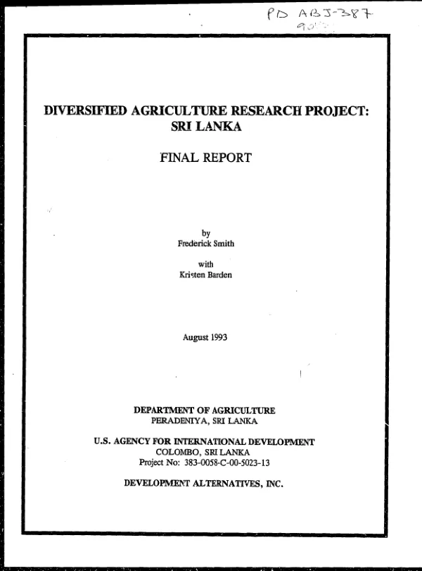 Cooperation between the Peace Corps and the Agency for International Development : a report to the Congress of the United States