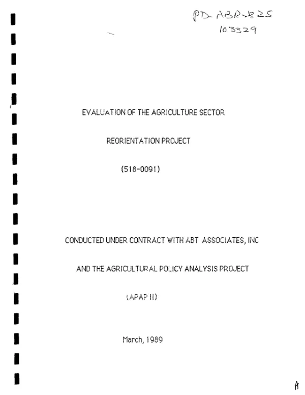 Evaluation of the agriculture sector reorientation project (518-0091)