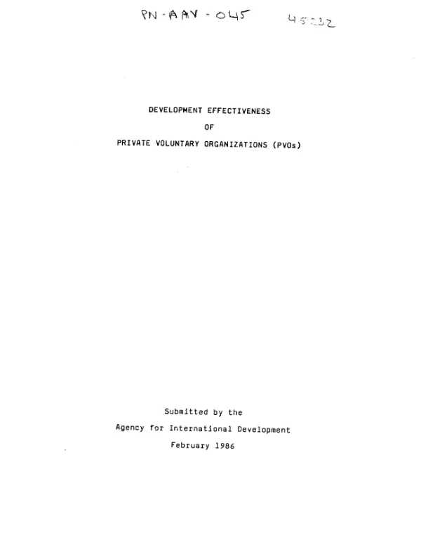 Development effectiveness of private voluntary organizations (PVOs)