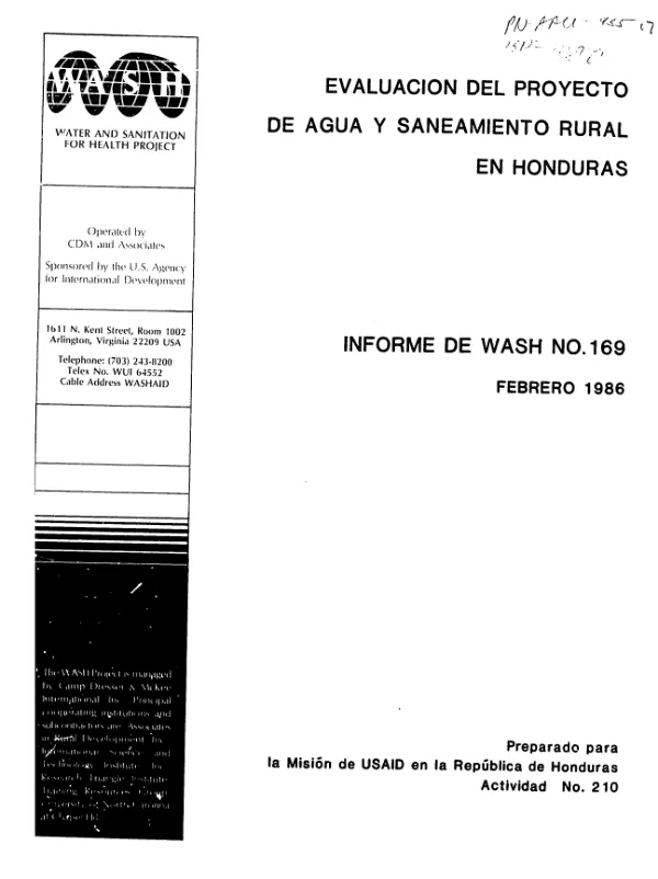 Evaluacion del proyecto de agua y saneamiento rural en Honduras