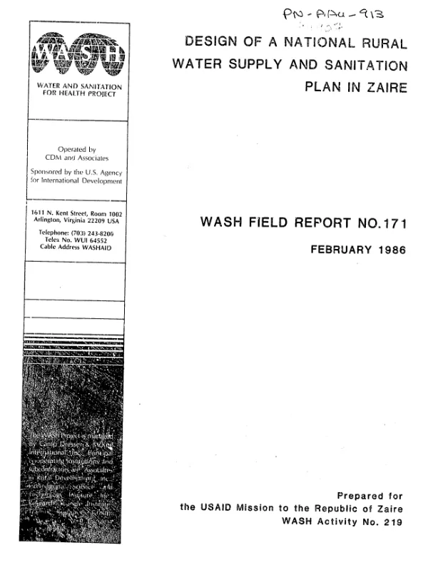 Design of a national rural water supply and sanitation plan in Zaire