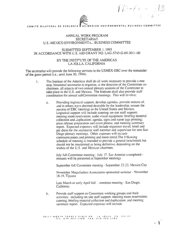Annual work program : Secretariat US-Mexico Environmental Business Committee