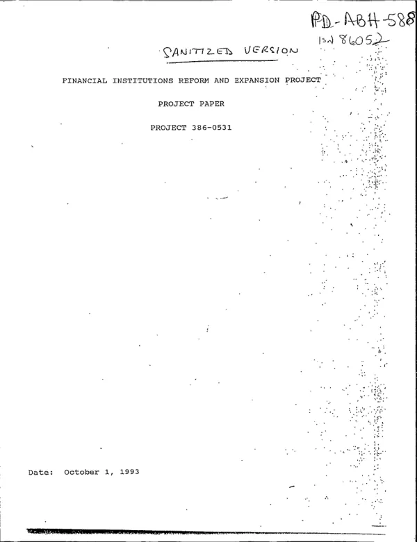Financial institutions reform and expansion project [FIRE]