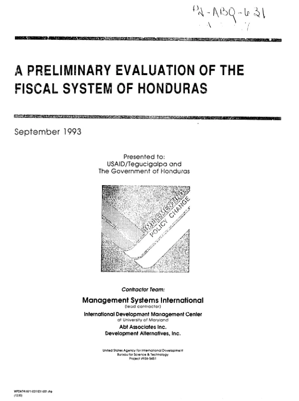 Preliminary evaluation of the fiscal system of Honduras