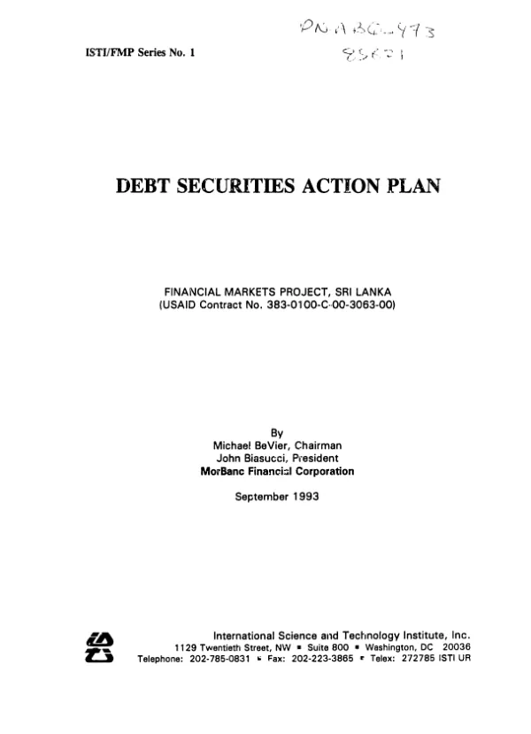 Debt securities action plan