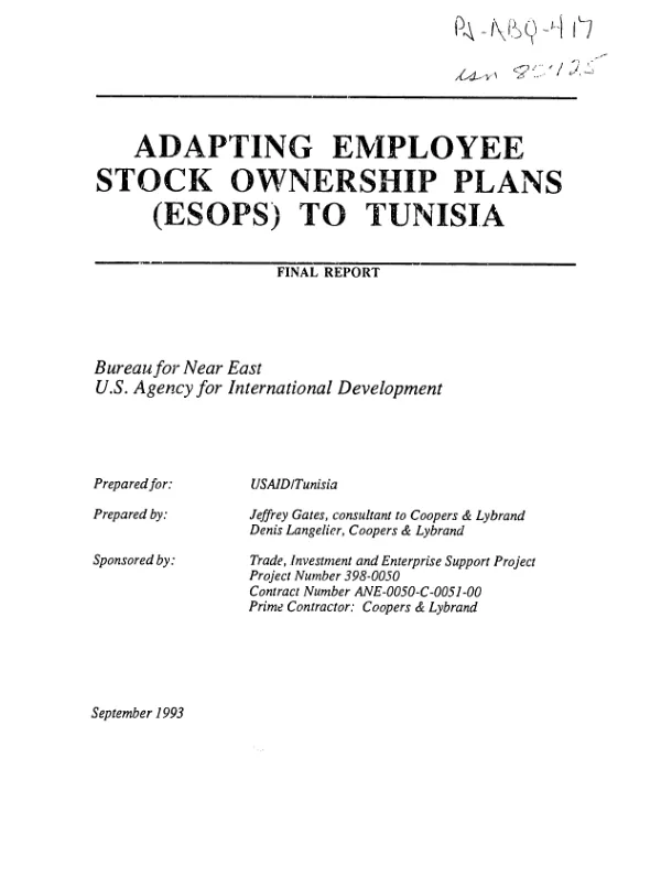 Adapting employee stock ownership plans (ESOPS) to Tunisia