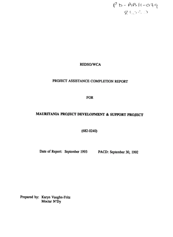 REDSO/WCA project assistance completion report for Mauritania project development and support project