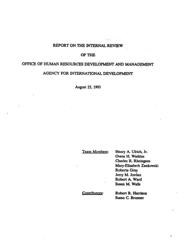 Report on the internal review of the Office of Human Resources Development and Management