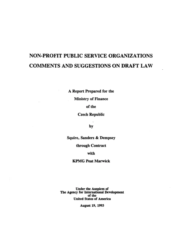 Non-profit public service organizations : comments and suggestions on draft law