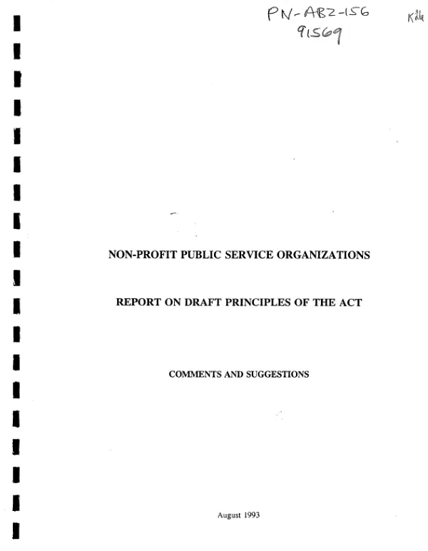 Non-profit public service organizations : report on draft principles of the act on non-profit legal persons and modifications and amendments to certain tax regulations -- comments and suggestions