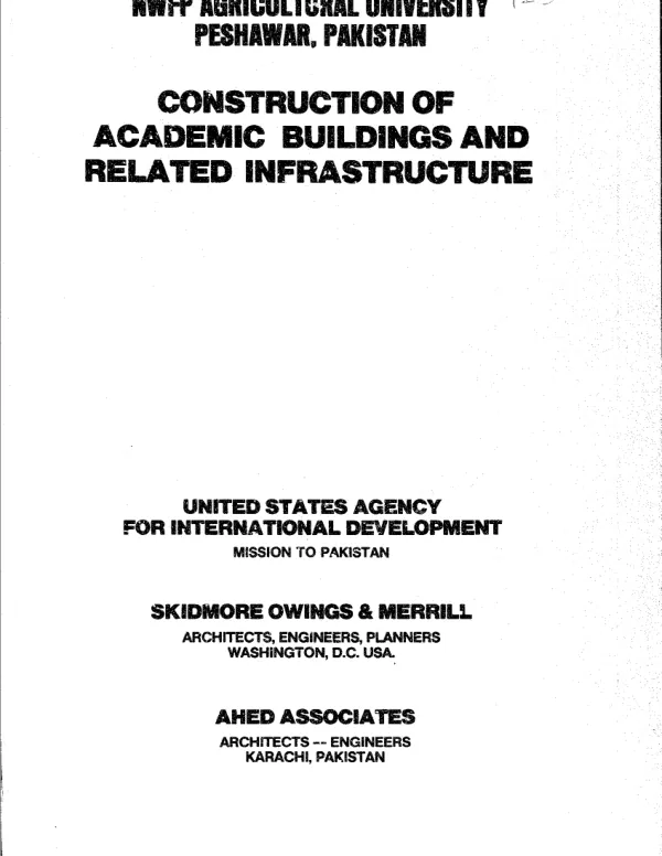 NWFP Agricultural University, Peshawar, Pakistan : construction of academic buildings and related infrastructure -- project brief