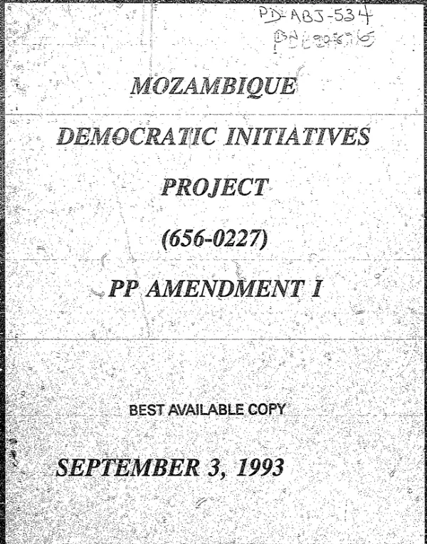 Democratic initiatives project : amendment no. 1