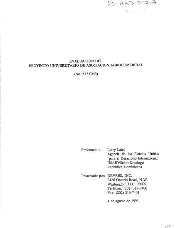 Evaluacion del proyecto universitario de asociacion agrocomercial