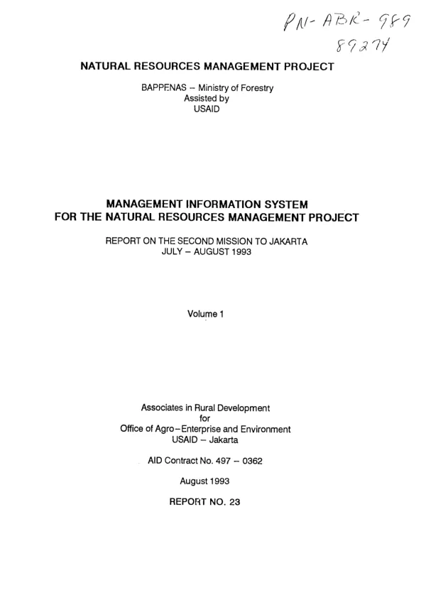 Management information system for the natural resources management project
