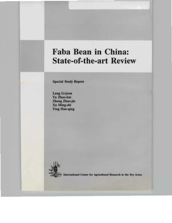 Faba bean in China : state-of-the-art review