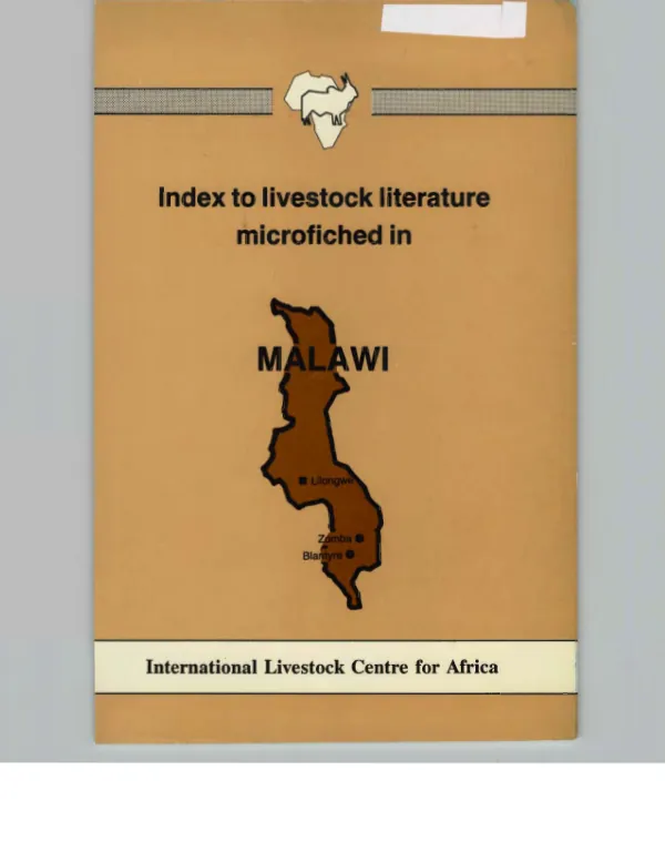 Index to livestock literature microfiched in Malawi