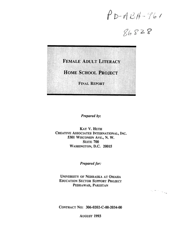 Female adult literacy home school project : final report