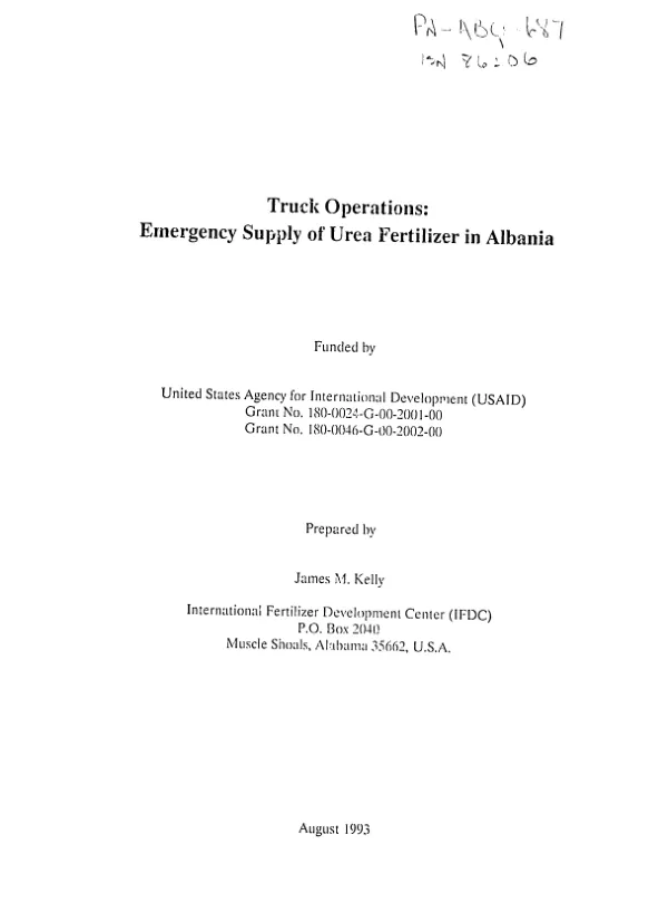 Truck operations : emergency supply of urea fertilizer in Albania