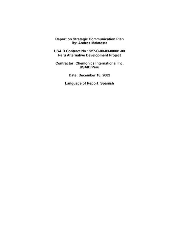 Report on strategic communication plan