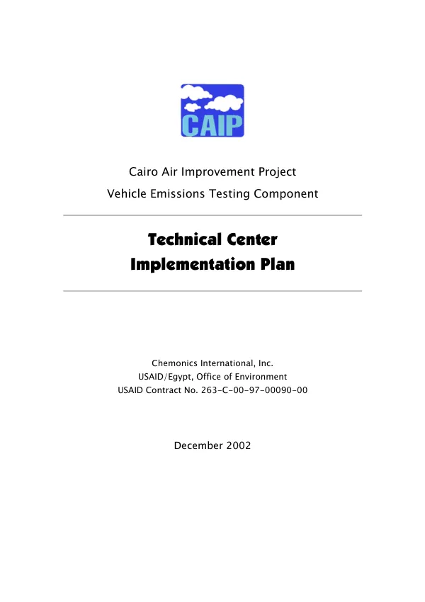 Technical center : implementation plan
