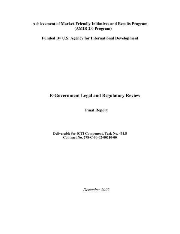 E-government legal and regulatory review : final report