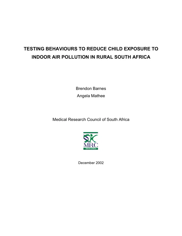 Testing behaviours to reduce child exposure to indoor air pollution in rural South Africa