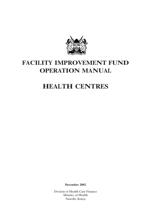 Facility improvement fund operation manual : health centres