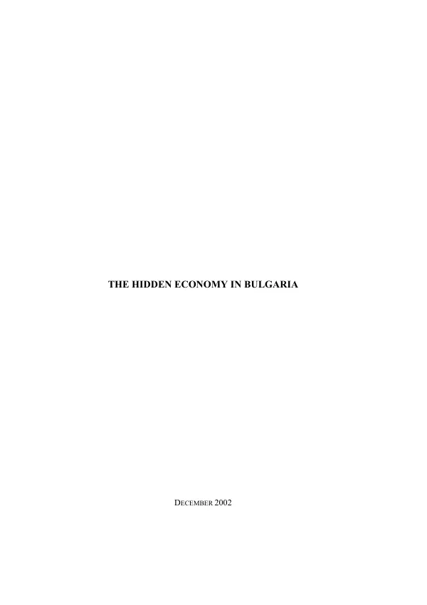 The hidden economy in Bulgaria