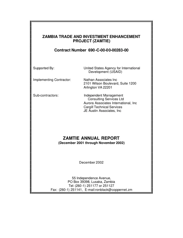 ZAMTIE annual report (December 2001 through November 2002)