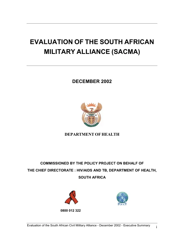 Evaluation of the South African Civil Military Alliance [SACMA]