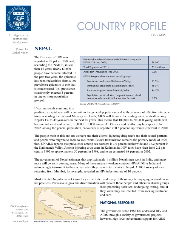 Country profile : HIV/AIDS -- Nepal