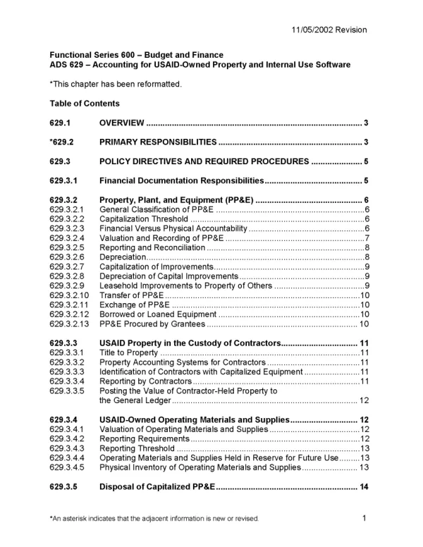 ADS chapter 629 : accounting for USAID-owned property and internal use software