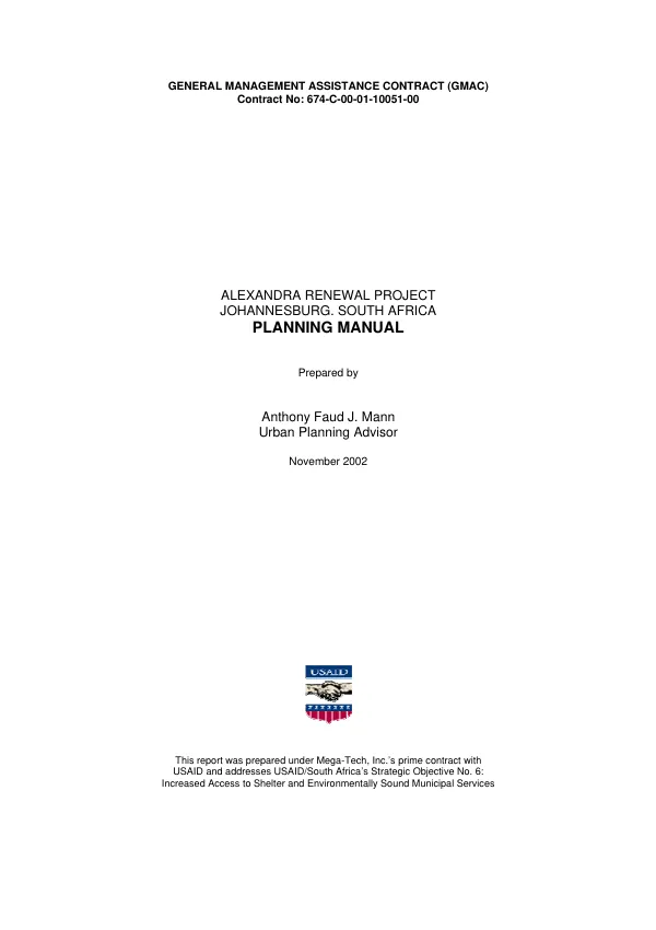 Alexandra renewal project, Johannesburg, South Africa : planning manual