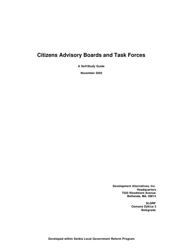 Citizens advisory boards and task forces : a self-study guide