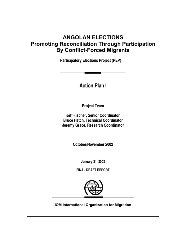 Angolan elections : promoting reconciliation through participation by conflict-forced migrants
