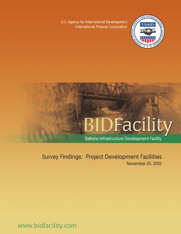 BIDFacility, Balkans infrastructure development facility : survey findings -- project development facilities