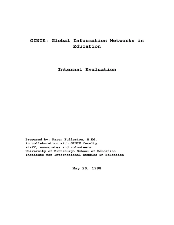 GINIE : global information networks in education -- internal evaluation