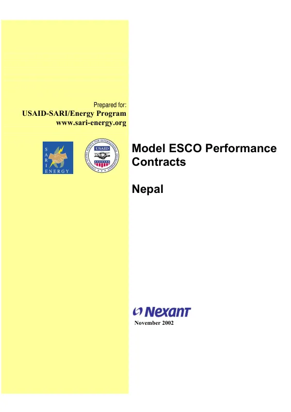 Model ESCO performance contracts : Nepal