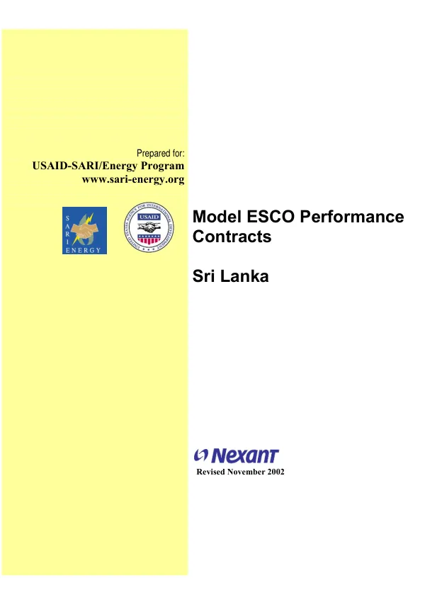 Model ESCO performance contracts : Sri Lanka