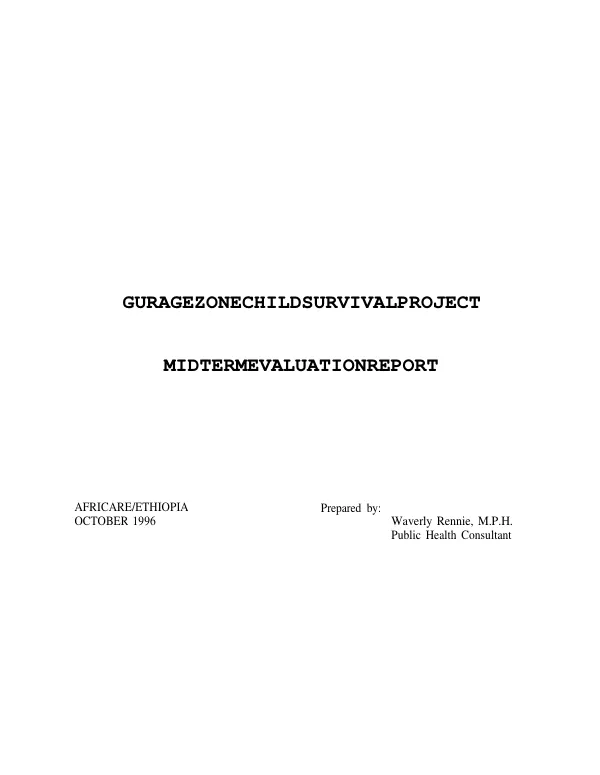Midterm evaluation of Gurage Zone child survival project