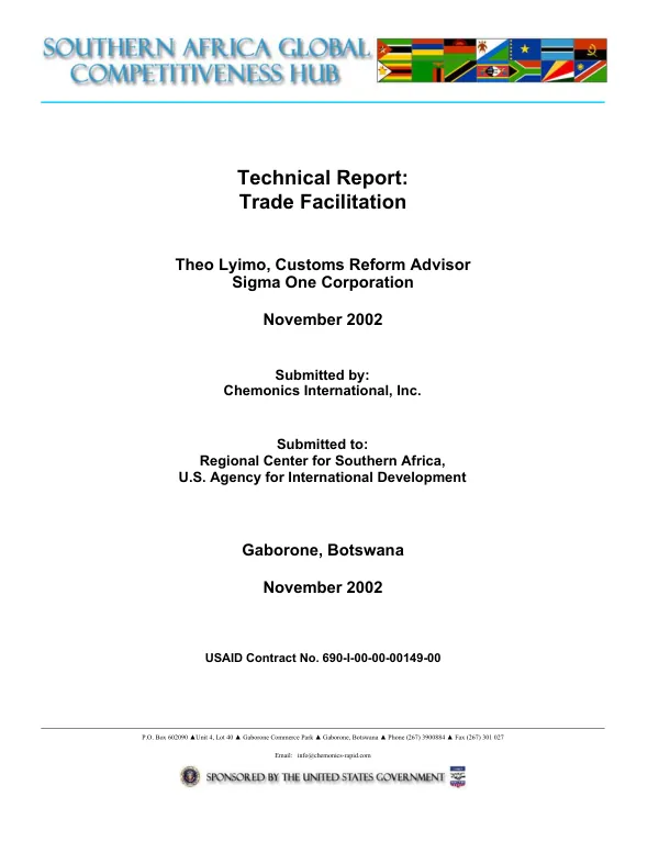 Technical report : trade facilitation