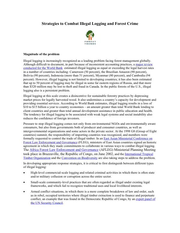 Strategies to combat illegal logging and forest crime