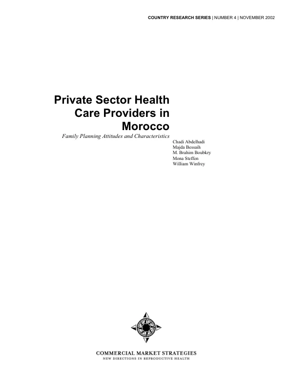 Private sector health care providers in Morocco : family planning attitudes and characteristics