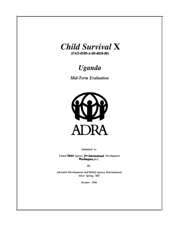 Child survival X (FAO-0500-A-00-4038-00) : Uganda -- mid-term evaluation