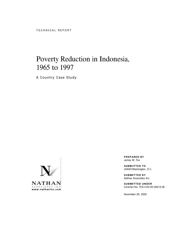 Poverty reduction in Indonesia, 1965 to 1997 : a country case study