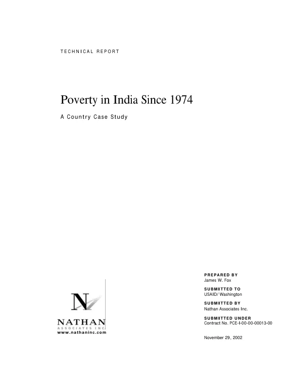 Poverty in India since 1974 : a country case study