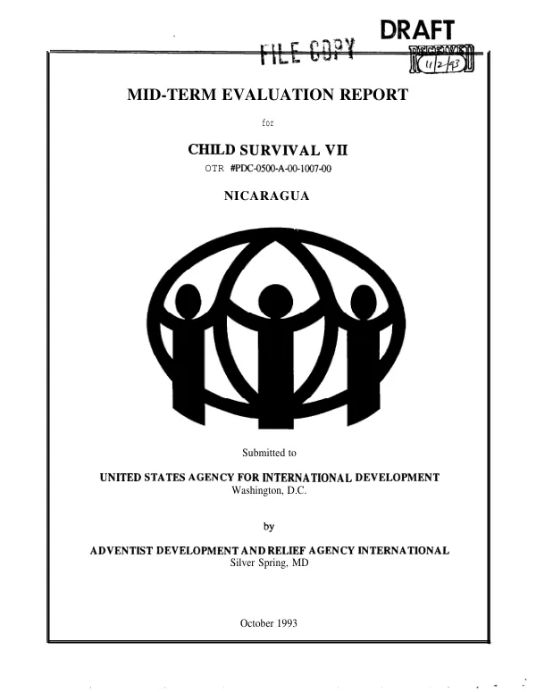 Mid-term evaluation report for child survival VII : [contract] # PDC-0500-A-00-1007-00 -- Nicaragua