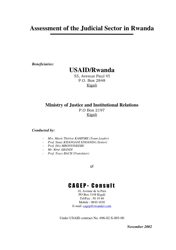 Assessment of the judicial sector in Rwanda