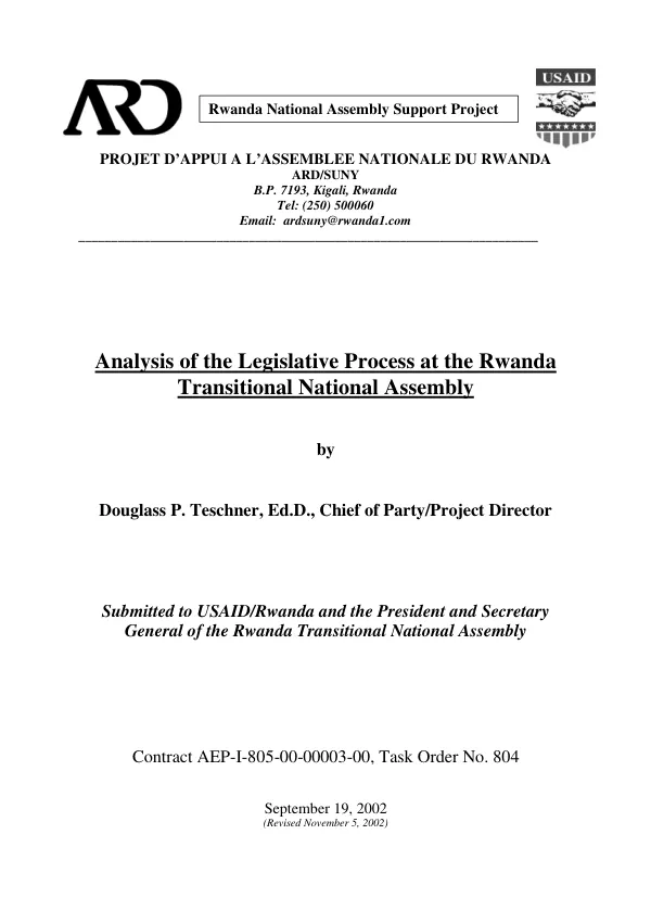 Analysis of the legislative process at the Rwanda transitional assembly