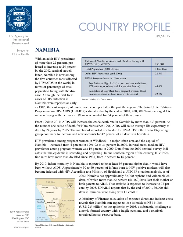 Country profile : HIV/AIDS -- Namibia